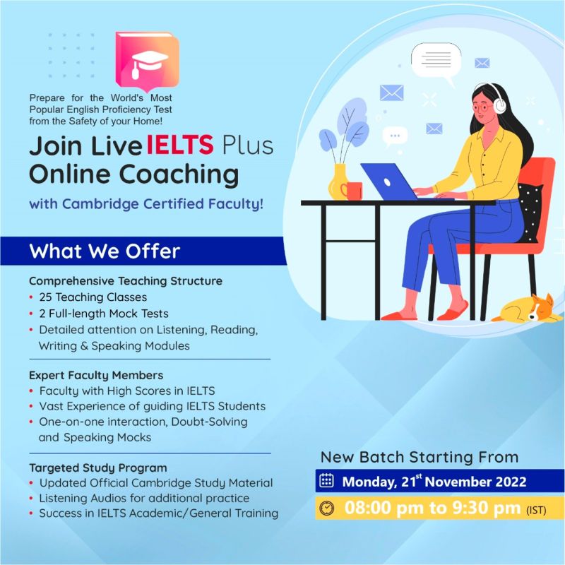 Live Online Coaching classes for IELTS/PTE.
